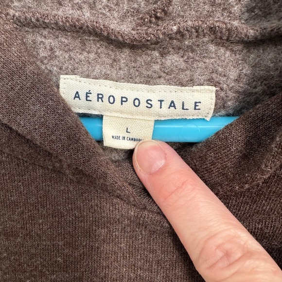 Aeropostale Aero Pullover Hoodie, Brown w/ Pink Logo, Size L - NWOT! - Picture 3 of 3